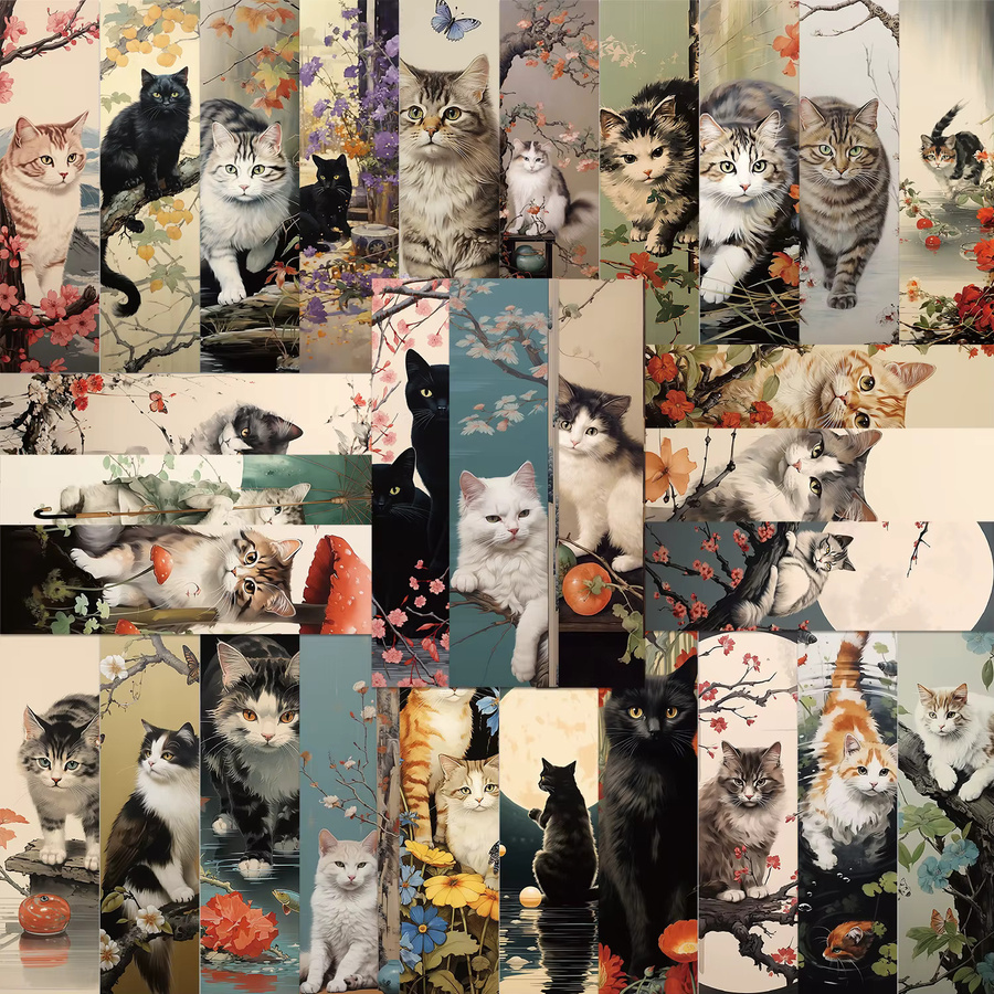 30 Stück Japanische Katze Lesezeichen im Cartoon-Design, Niedrige Tier-Dekoration als Buchmarker für Schüler, Mehrfarbig - Bild 2