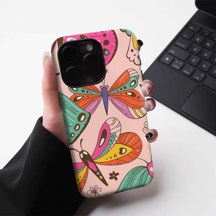 Robuste Pastell-Schmetterlinge Handyhülle mit Magnetfunktion für iPhone 17 16 15 14 13 Pro Max Plus von Potdemiel in Multicolour - Bild 4