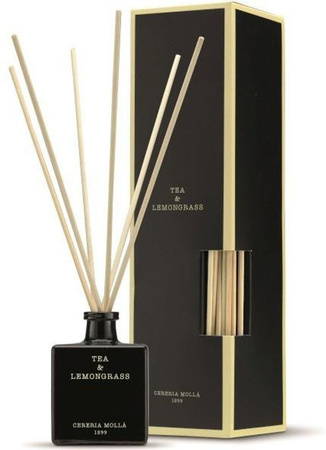 Cereria Molla Reed Diffuser Premium Thé et Citronnelle 100 ml Schwarz Glas
