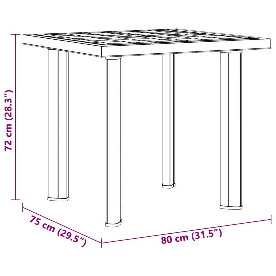 VD Home Furnishing Gartentisch aus Kunststoff in Grün, B/T/H: 80 x 75 x 72 cm - Bild 2
