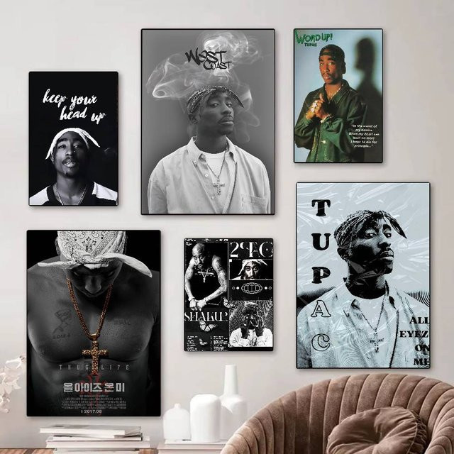 Tupac Shakur Vintage Poster Retro Wandkunst als grafisches Portrait für deine Wanddekoration - Bild 1