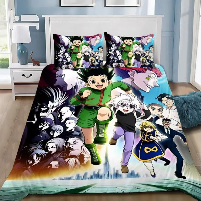 Allbestart Hunter x Hunter Bettwäscheset mit Bettbezug und Kissenbezügen, Mehrfarbig, B/H: 180 x 210 cm - Bild 1