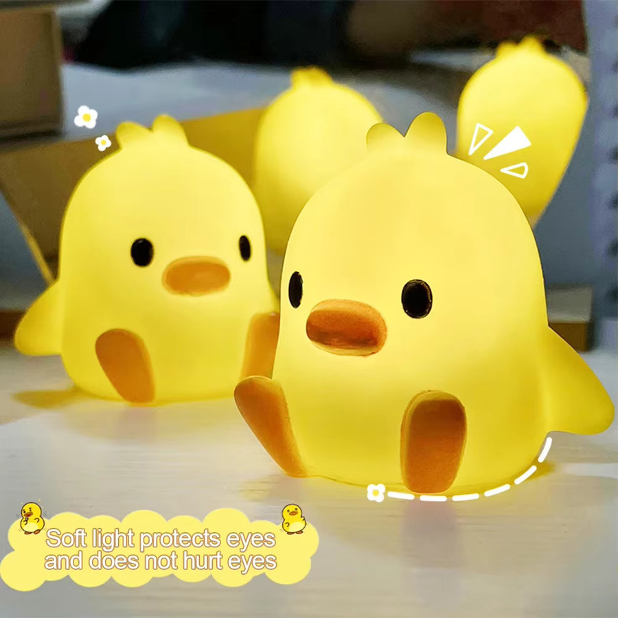 XIWANGFIRE Enten-Nachtlampe aus Silikon in Gelb als dekoratives Tier-Nachtlicht für das Schlafzimmer oder den Nachttisch - Bild 4