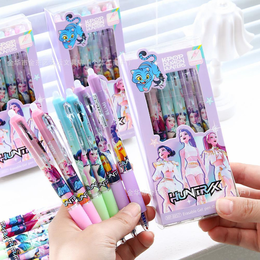 Yiran toy 1 Radierbare Gelstifte mit 0,5mm Spitze, Kpop Dämonenjäger Design, Farbe: Schwarz oder Mehrfarbig, Schulbedarf für kreative Schüler - Bild 2