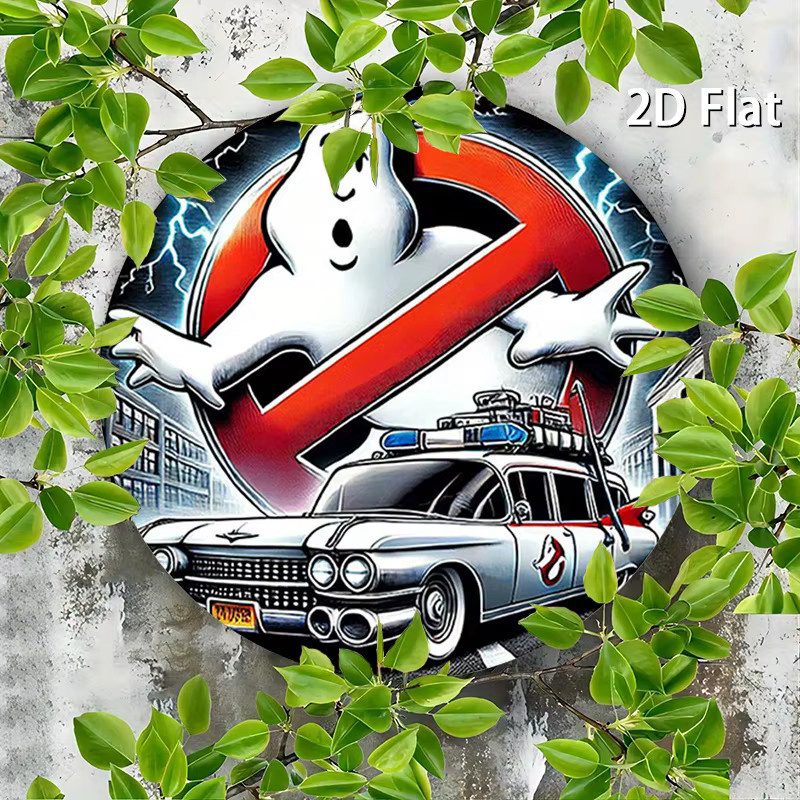 Potdemiel Ghostbusters Ecto-1 Rundes Aluminium-Metallblechschild in Mehrfarben, Rustikale Wandkunst Durchmesser: 20 cm - Bild 6