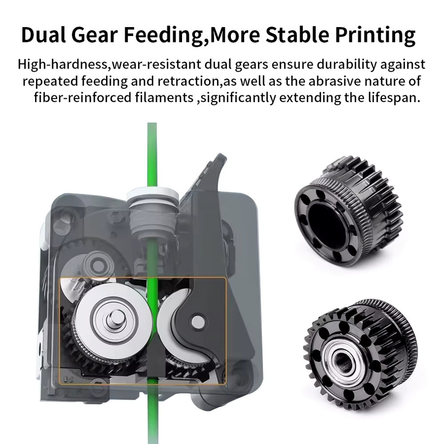 Creality Upgrade Extruder-Getriebe für K2 Plus, Ganzmetall-Filament-Antriebsrad mit vernickeltem DLC-Mantel in Schwarz und Silber - Bild 3