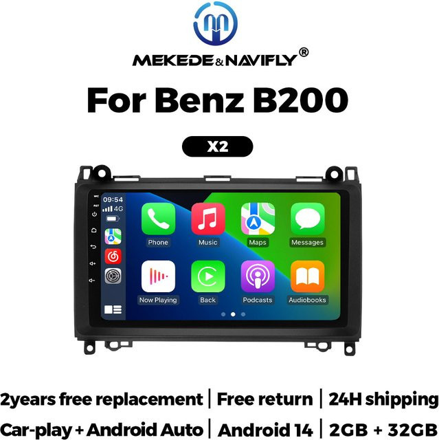 MEKEDE & NAVIFLY 9 Zoll Auto Radio mit Carplay für Mercedes Sprinter, Vito W639, Viano und B-Klasse W169, W245, W209 Multimedia Player in Schwarz - Bild 1