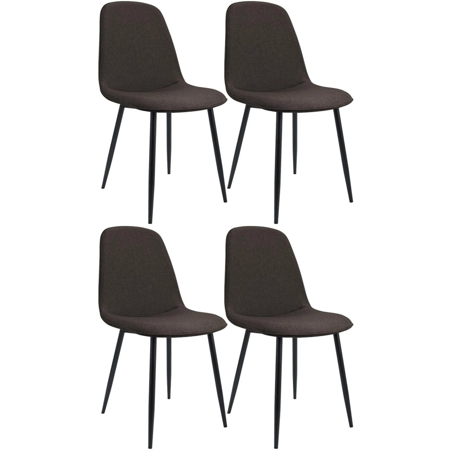 4er Set Esszimmerstühle DELUKE RAZON aus Stoff in Braun mit Metallgestell, B/T/H: 45 x 54 x 88 cm - Bild 2
