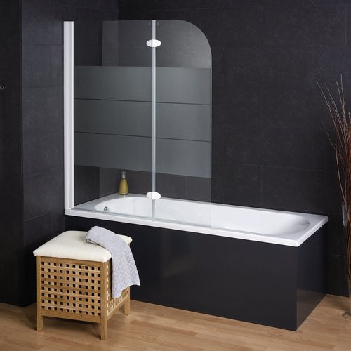 WELLWATER Badewannentrennwand Orion aus Echtglas in Weiss, B/H: 112 x 140 cm - Bild 1