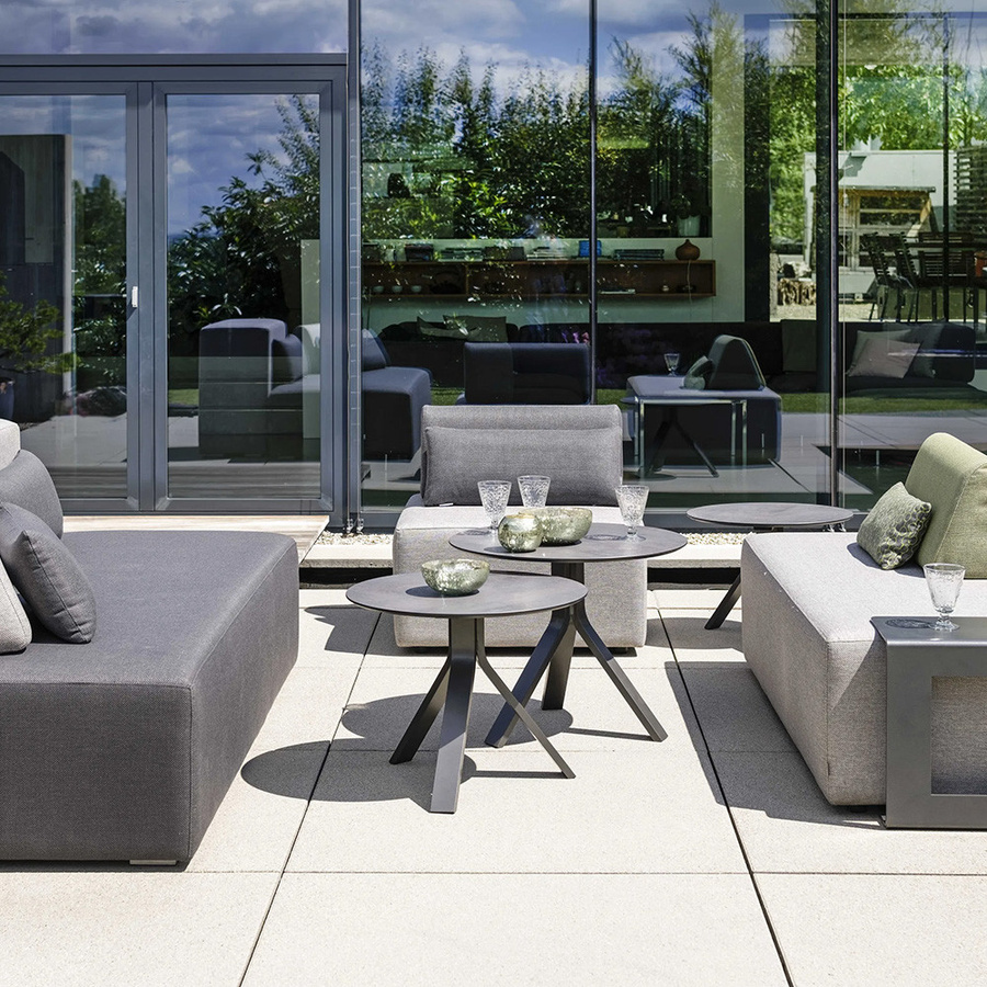 Stern FREDDIE Beistelltisch rund aus Aluminium in Anthrazit mit Silverstar 2.0 Smoky Tischplatte, Durchmesser: 65 cm, Höhe: 53 cm - Bild 3