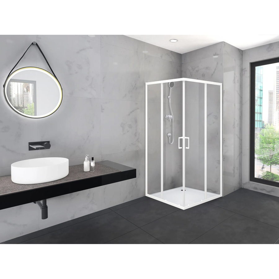 Aurlane Glasdusche Factory Square Eckdusche mit Schiebetür, Farbe: Weiß, B/T/H: 90 x 90 x 200 cm - Bild 2