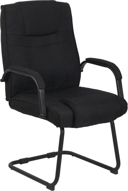 DELUKE Besucherstuhl DELHI Konferenzstuhl und Bürostuhl mit Armlehnen aus Stoff in Schwarz, B/T/H: 60 x 67 x 104 cm - Bild 1