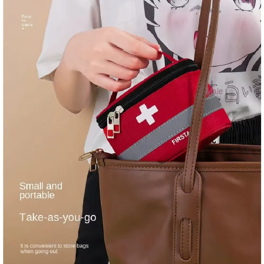 QHSPE Tragbare Erste-Hilfe-Tasche in Rot zur Medikamentenaufbewahrung und medizinischen Ausrüstung für Haushalt und Outdoor - Bild 4