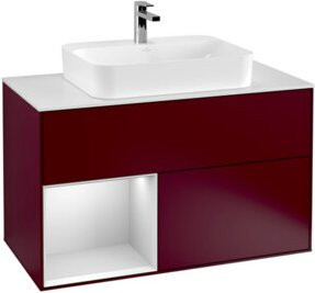 V&B Waschtischunterschrank Finion 100 mit linkem Regal in Weiß lackiert, Breite: 100 cm, Tiefe: 50,1 cm, Höhe: 50,1 cm - Bild 1