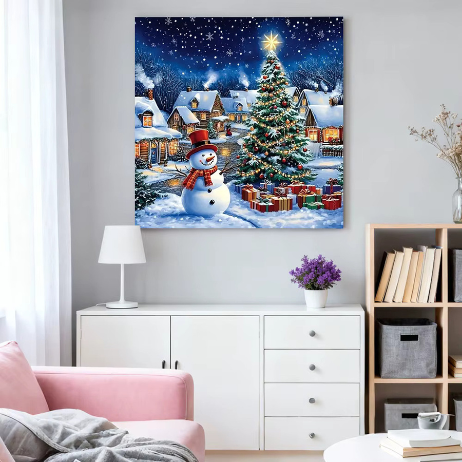 HUACAN 5D Diamant-Mosaik-Set Weihnachtsbaum Landschaft Wandkunst, Mehrfarbig - Bild 3