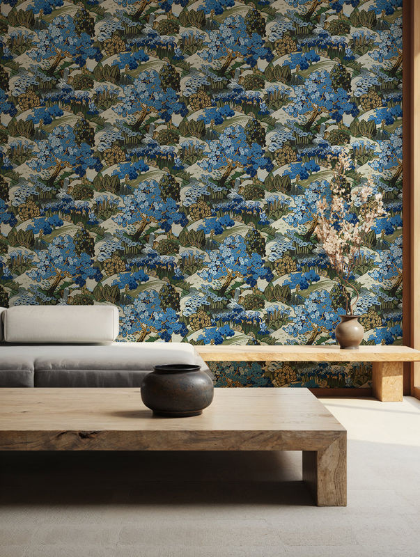 Coordonne Tapete Yu Garden Sapphire mit botanischem Muster aus Vlies in Blau - Bild 2