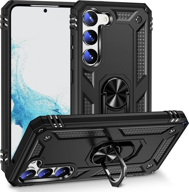 Militärische Magnetring-Schutzhülle für Samsung Galaxy S23 Ultra S22 Ultra S21 FE S20 Plus A13 A23 A33 A53 A73 Note 8 9 10 20 in Schwarz - Bild 1