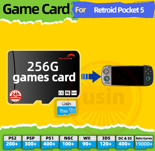 usinyoyo High Speed Micro SD Speicherkarte 256 GB für Retroid Pocket 5 RP5 Pro Plus Android Handheld Gaming in Schwarz - Bild 1