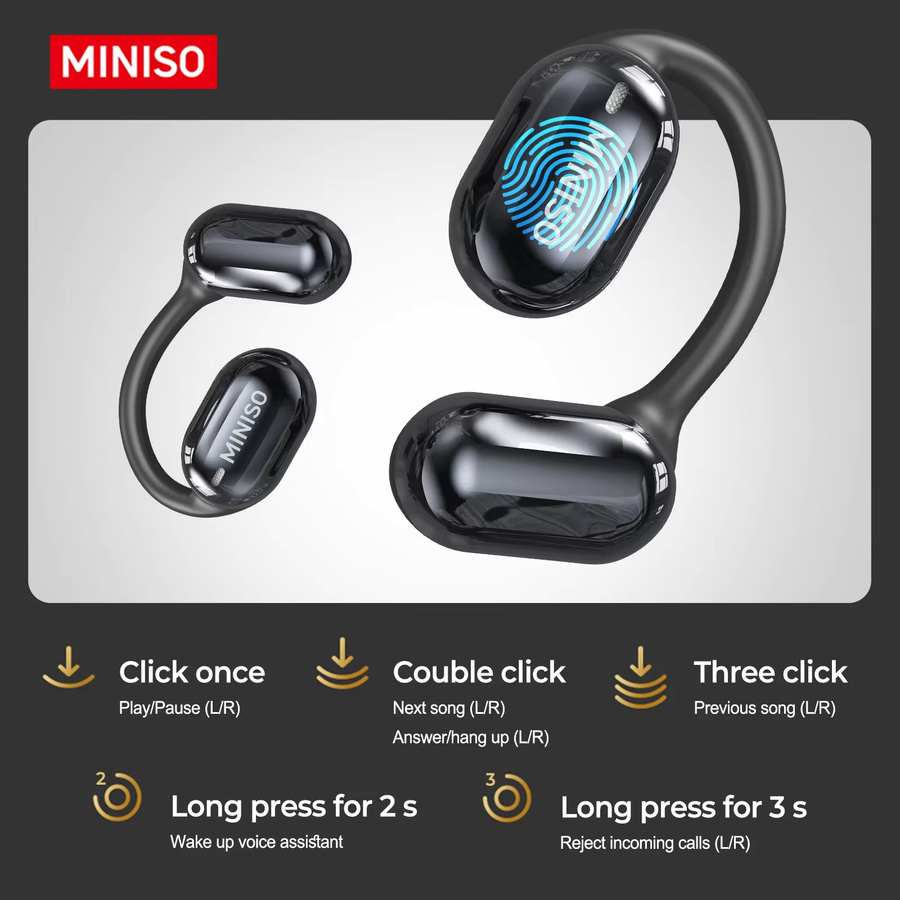 MINISO MS162 Übersetzer-Kopfhörer Bluetooth Drahtlose Face-to-Face Übersetzung Kopfhörer Schwarz - Bild 6