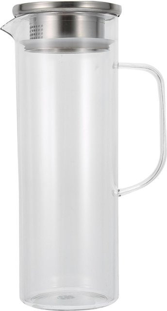 CosyHome Kaltwasserflasche und Saftkrug mit Deckel, Transparent/Weiß, 1,1 l - Bild 1