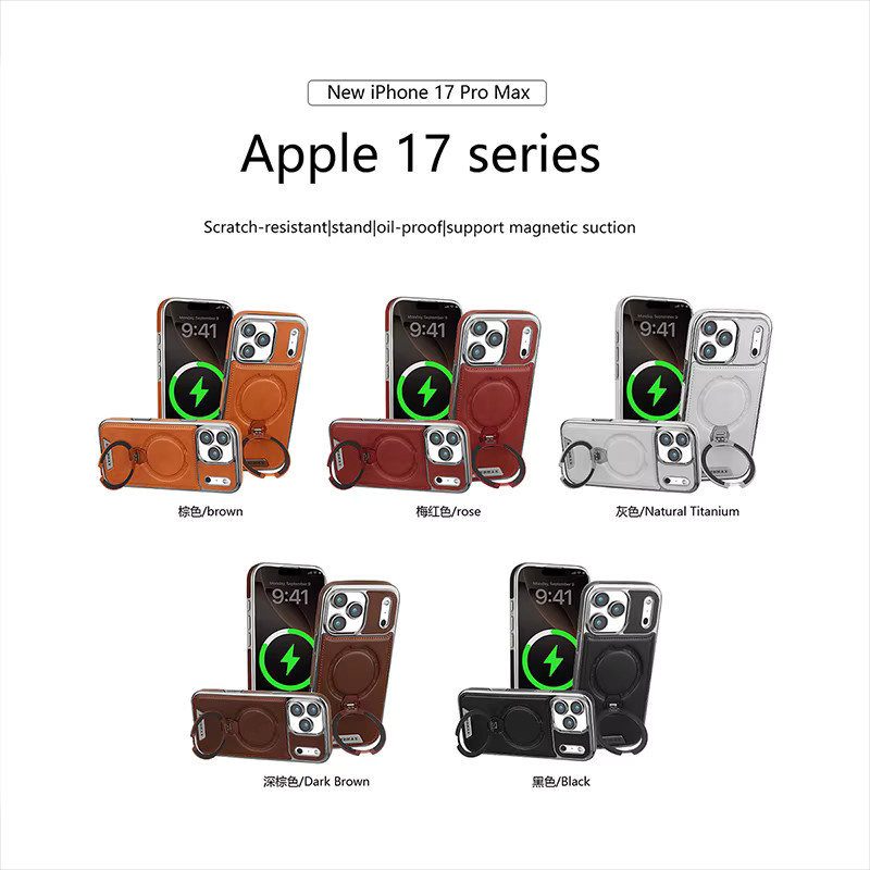 Luxus Leder Handyhülle mit magnetischer Drehhalterung für Apple iPhone 12 bis 18 Pro Max Plus in Grau mit kabellosem Laden und stoßfestem Schutz - Bild 4