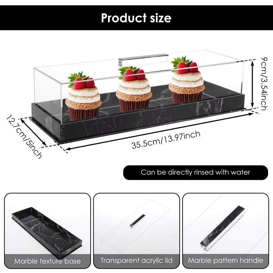 Willstar Kuchenständer Rechteckiges Tablett aus Acryl für Dessert und Cupcakes in Weiß oder Schwarz - Bild 5