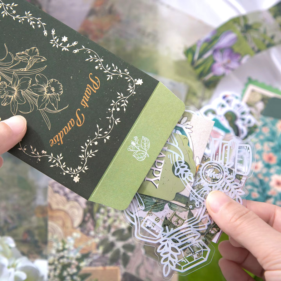 JIANQI DIY Junk Journal Collage Kit mit 180 Teilen aus PET-Aufklebern und Papier in Multicolour - Bild 4