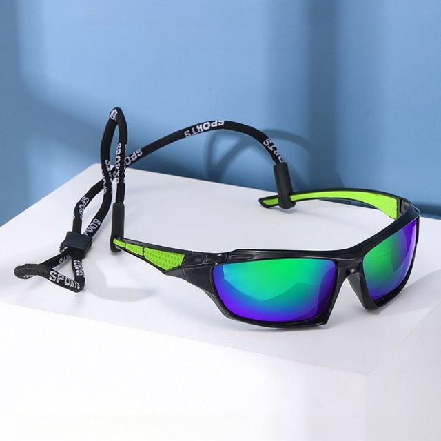 Sportsonnenbrille Herren, Vollrand, Wrap, Kunststoff, Multicolour, Schwarz - Bild 1