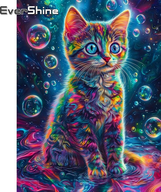 Evershine Diamant-Malerei Katze Bastelset für Kinder in Multicolour, B/H: 30 x 20 cm - Bild 1