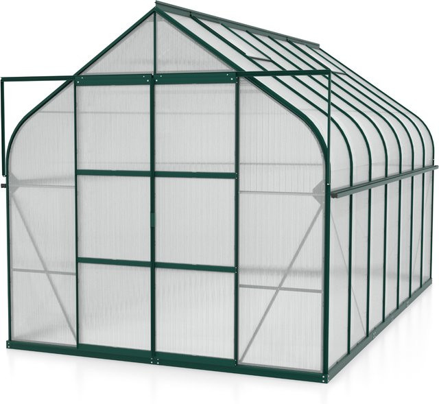 Vitavia Gewächshaus Dione 11500 in Smaragdgrün mit Stahlfundamentrahmen, Glockendach, Doppelschiebetür und 4 mm Polycarbonat-Platten, 11,5 m² - Bild 1