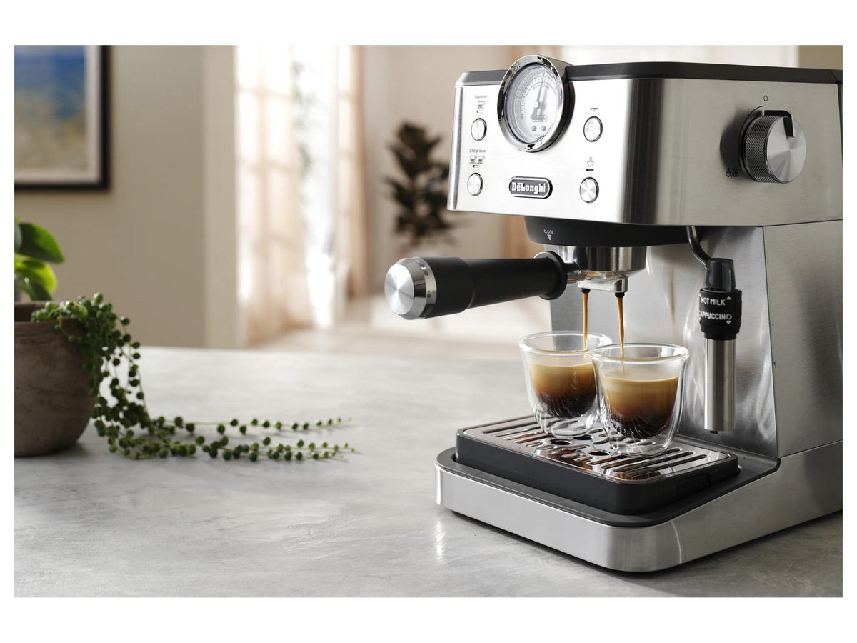 De'Longhi Classic EM450.M Siebträgermaschine in Silber mit Thermoblock und Dampflanze - Bild 2