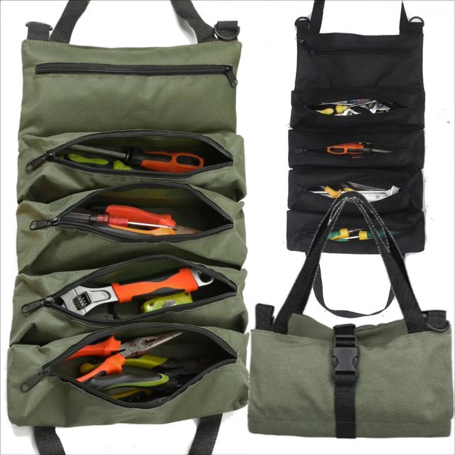 Robuste aufrollbare Werkzeugtasche aus Oxford-Stoff als Multi-Tool-Organizer in Grün - Bild 1