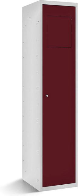 rotstahl Wäschesammelschrank mit Einwurfklappe und Scharniertüren, Korpus lichtgrau, Farbe bordeaux, B/T/H: 40 x 50 x 180 cm - Bild 1