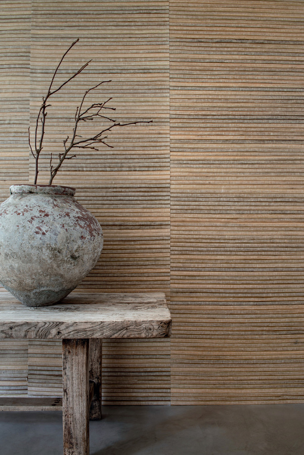 CMO Paris Tapete Vacao Lin in Naturel Beige mit Streifenmuster aus Vlies - Bild 1