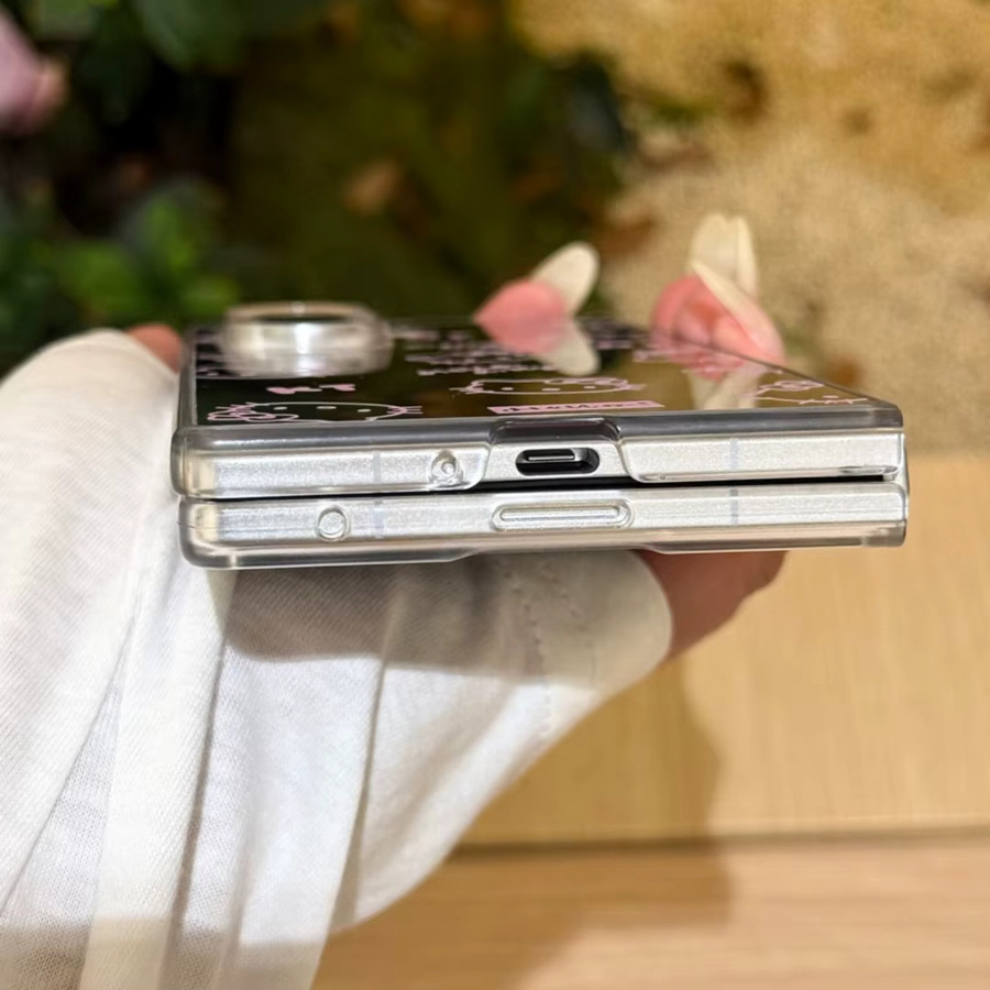 Hello Kitty Handyhülle mit Make-up-Spiegel und Kurzband für Samsung Galaxy Z Fold 7 6 5 4 3, stoßfeste Acryl Schutzhülle, mehrfarbig - Bild 4