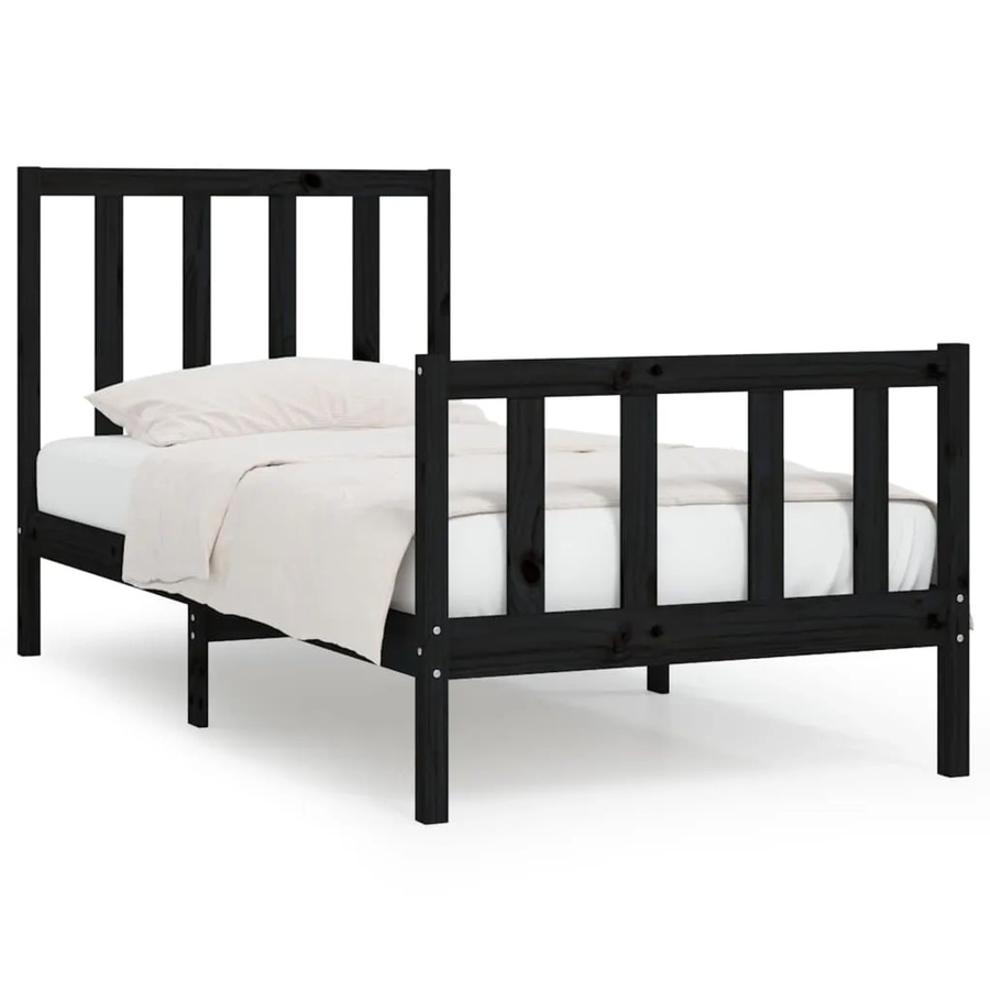 vidaXL Massivholzbett aus Kiefer in Schwarz, B/T/H: 76,95 x 195,5 x 80,5 cm - Bild 2