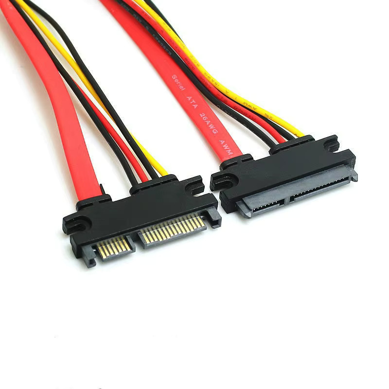 JCD SATA Verlängerungskabel 22-Pin Stecker auf 7+15-Pin Buchse Daten- und Stromkombi für serielle SATA-Verbindung, Länge: 10-100 cm - Bild 2