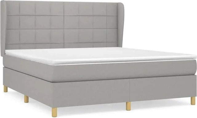 vidaXL Boxspringbett mit Matratze Hybrid-Design in Hellgrau, B/T/H: 160 x 200 cm - Bild 1