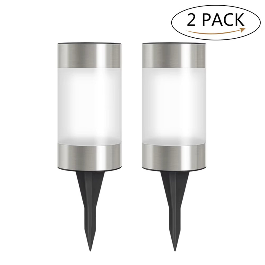 PAMNNY 2er Set Solar-LED-Gartenleuchten in Silber und Weiß, moderne Zylinder-Außenlampen für Garten und Weg - Bild 4
