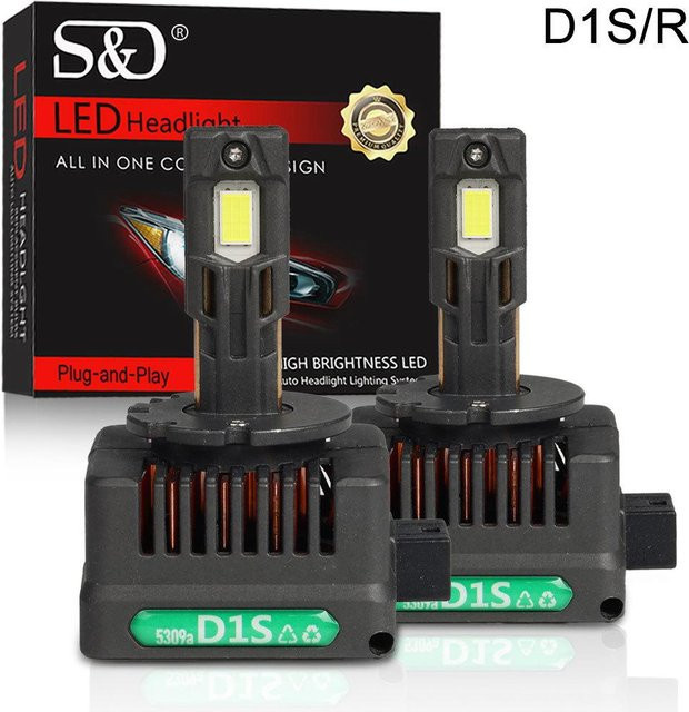 2 Stück D3S LED Scheinwerferlampen 60000Lm 140W Turbo CSP Doppel-Kupferrohrleuchten 6500K Schwarz für BMW und Benz mit Canbus kompatibel - Bild 1