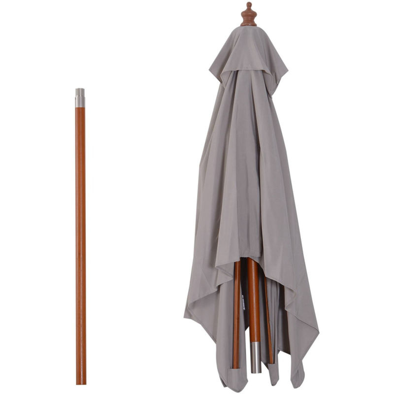 Outsunny Sonnenschirm aus Tannenholz und Bambus mit Polyester, Grau, B/T/H: 150 x 200 x 230 cm - Bild 3