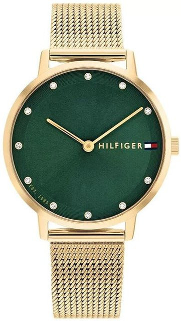 Tommy Hilfiger Damenuhr, Quarz, Edelstahl, Grün, 35 mm - Bild 1
