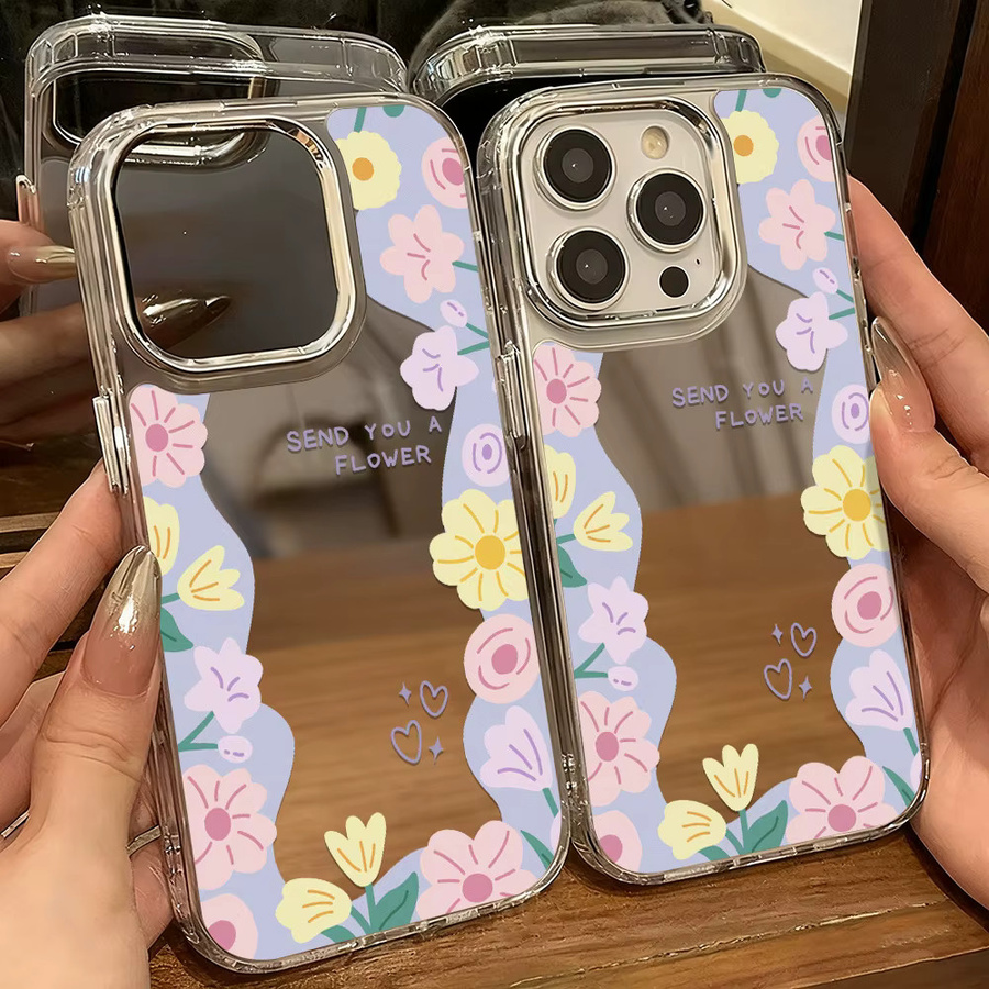 Luxus Blumen Make-up Spiegel Handyhülle für iPhone 17 Pro Max, 16, 15, 14, 13, 12, 11 und Air in Multicolour - Bild 3