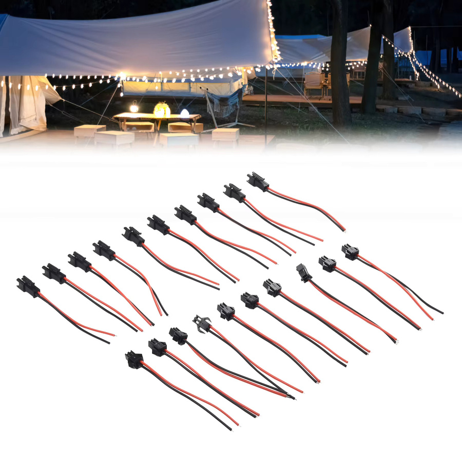 JST SM 2-Pin Drahtverbinder Set mit männlichen und weiblichen Steckern in Schwarz für LED-Streifen und LED-Wandwaschlampen - Bild 2