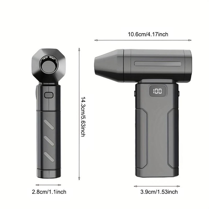 Oudun Tragbares Handheld-Turbogebläse mit Digitalanzeige und 80000 U/min in Schwarz - Bild 4