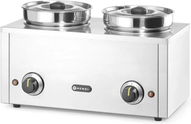Hendi Elektrischer Suppen- und Saucenwärmer Thermosystem 2 X in Silber aus Edelstahl mit 4 l Fassungsvermögen - Bild 1