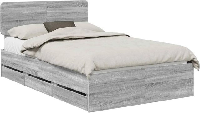 vidaXL Bettrahmen mit Schubladen in Grau Sonoma aus Holzwerkstoff, B/T/H: 120 x 200 cm - Bild 1