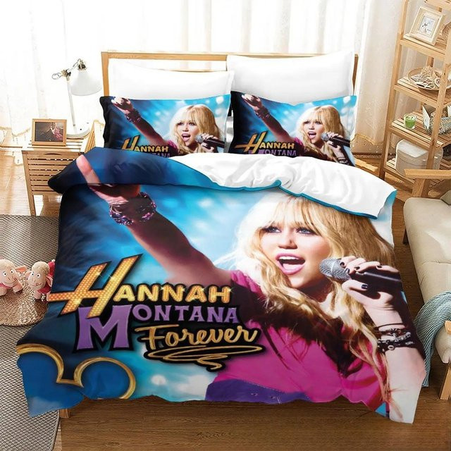Hannah Montana 3D-Druck Bettwäsche-Set mit Steppdecke und Kissenbezügen, Multicolor, B/H: 150 x 200 cm - Bild 1