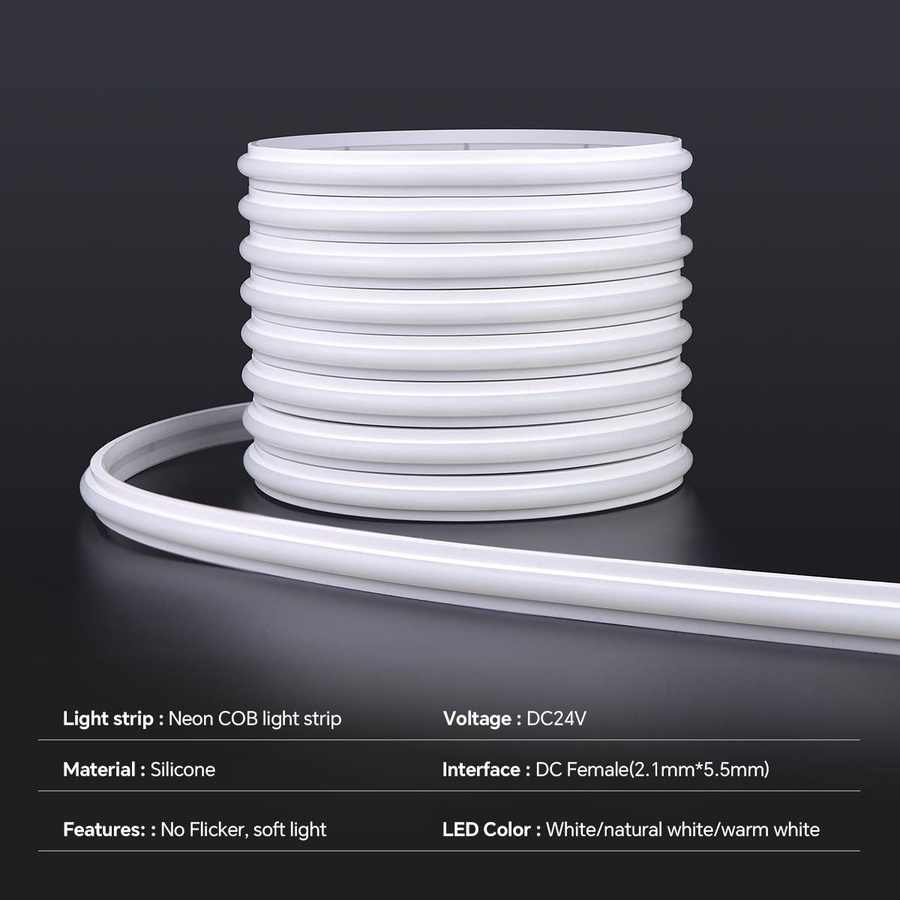 Rybakov Home Lighting COB LED Neon Lichtstreifen 24V in Weiß, wasserdicht und selbstklebend, 2m - Bild 9