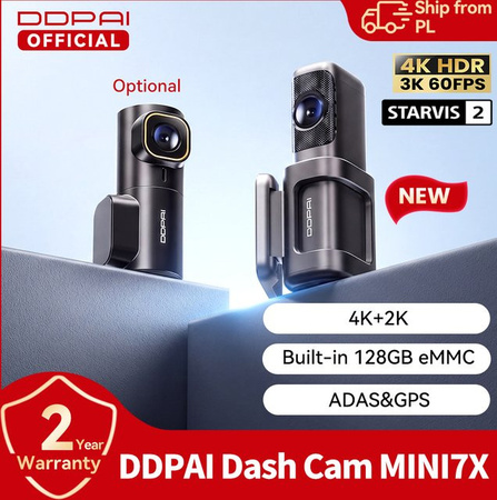 DDPAI MINI7X Dashcam mit UHD 4K Auflösung, 5GHz WLAN, GPS, ADAS und 128GB eMMC Speicher inklusive 24H Parküberwachung und NightVIS 2.0